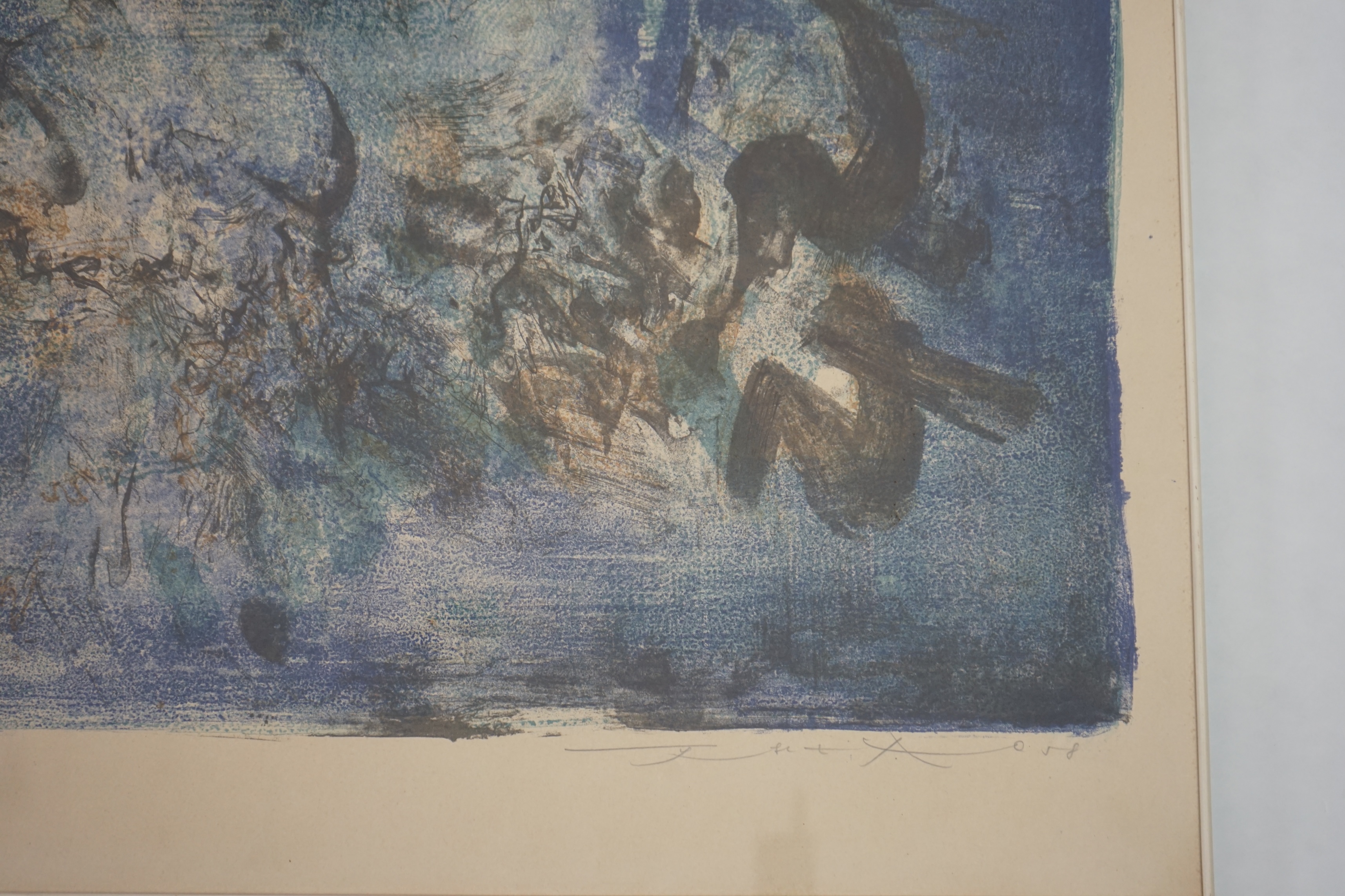 Zao Wou-Ki (1921-2013), colour lithograph, ‘Sans Titre’ signed and dated ‘58 in pencil, 50 x 65cm. Condition - fair